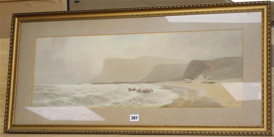 Joseph William Carey (1859-1937), watercolour, Fair Head, signed and dated 1918, 25 x 73cm